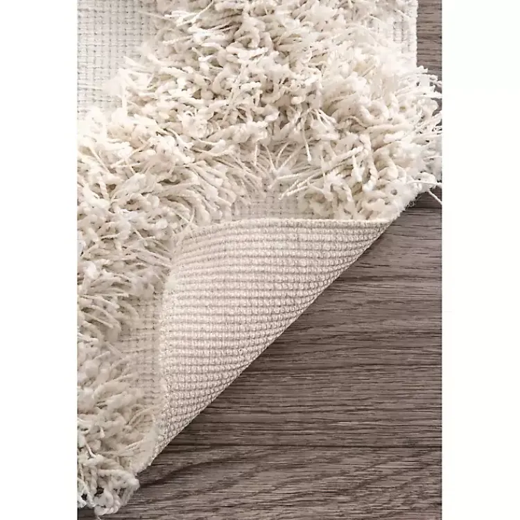 Kirklands Home Francis Diamond Shaggy Area Rug, 6x9 White Outlet