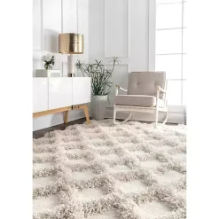 Kirklands Home Francis Shaggy Diamond Trellis Area Rug, 7x9