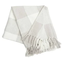 Blankets & Throws>Kirklands Home Franklin Light Gray Buffalo Check Throw