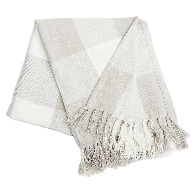 Blankets & Throws>Kirklands Home Franklin Light Gray Buffalo Check Throw