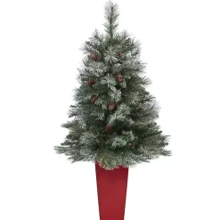 Christmas Arrangements & Garland>Kirklands Home French Alps Mountain Pine Tree in Red Planter