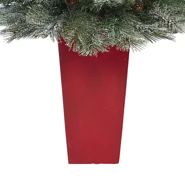 Christmas Arrangements & Garland>Kirklands Home French Alps Mountain Pine Tree in Red Planter