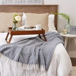 Blankets & Throws>Kirklands Home French and White Arrowhead Throw Blue