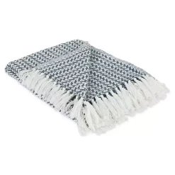 Blankets & Throws>Kirklands Home French and White Arrowhead Throw Blue