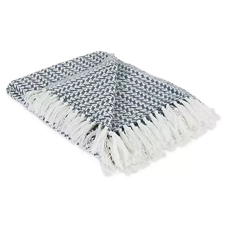 Blankets & Throws>Kirklands Home French and White Arrowhead Throw Blue