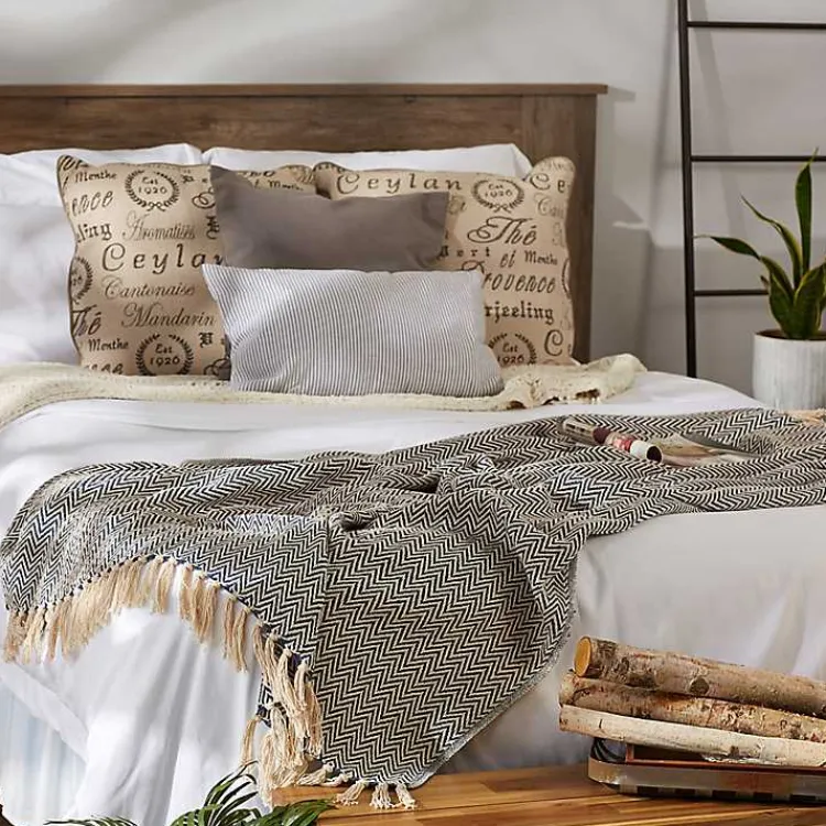 Blankets & Throws>Kirklands Home French Chevron Fringe Throw Blue