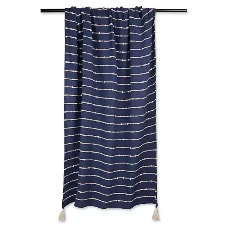 Blankets & Throws>Kirklands Home French Slub Stripe Decorative Throw Blue