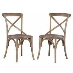 Kirklands Home French Country X-Back Dining Chairs, Set of 2 Gray Clearance