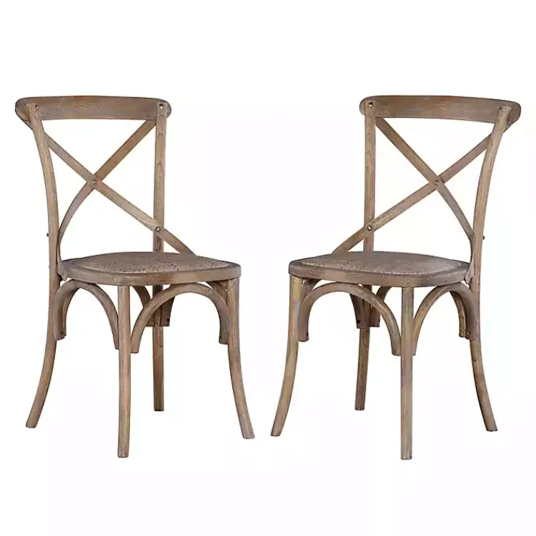 Kirklands Home French Country X-Back Dining Chairs, Set of 2 Gray Clearance