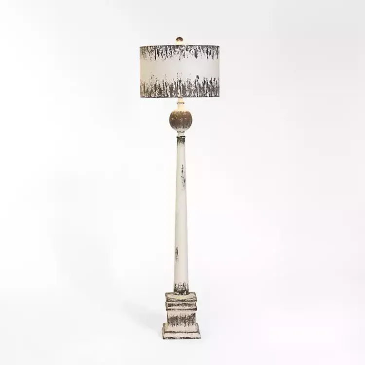 Kirklands Home French Distressed White Floor Lamp