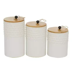 Decorative Bowls & Jars>Kirklands Home French Scalloped Canisters, Set of 3 White