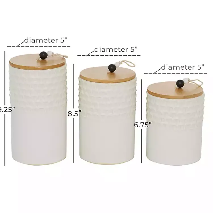 Decorative Bowls & Jars>Kirklands Home French Scalloped Canisters, Set of 3 White