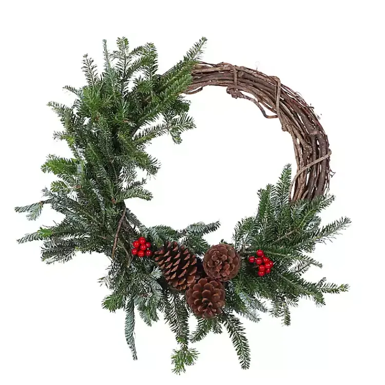 Fresh Christmas Wreaths & Greenery>Kirklands Home Fresh Cut Grapevine with Greenery Christmas Wreath