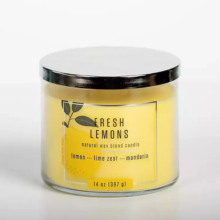 Candles>Kirklands Home Fresh Lemons 14 oz. Triple Wick Jar Candle Yellow