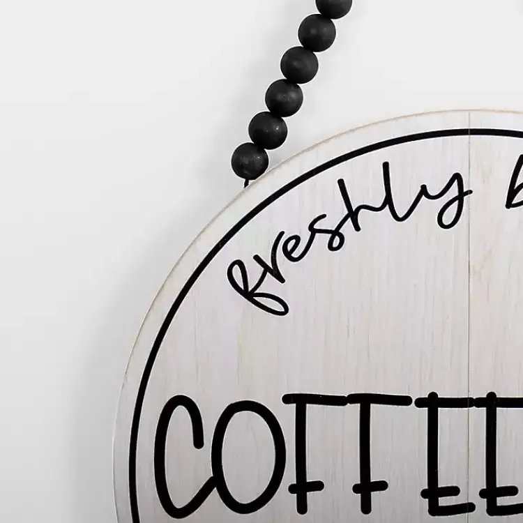 Kirklands Home Freshly Brewed Coffee Round Beaded Wall Plaque