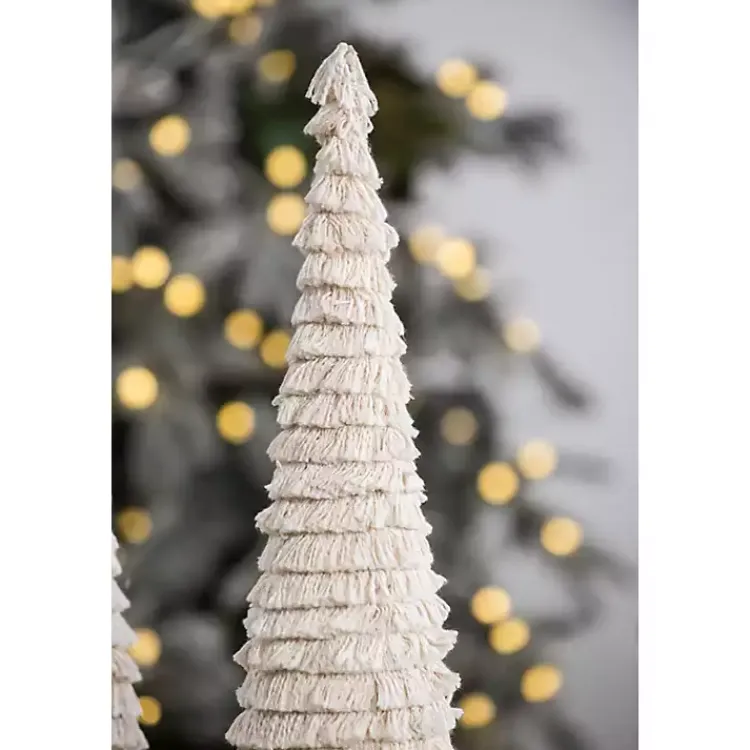 Christmas Decorations>Kirklands Home Fringe Embellished Christmas Trees, Set of 2 Ivory
