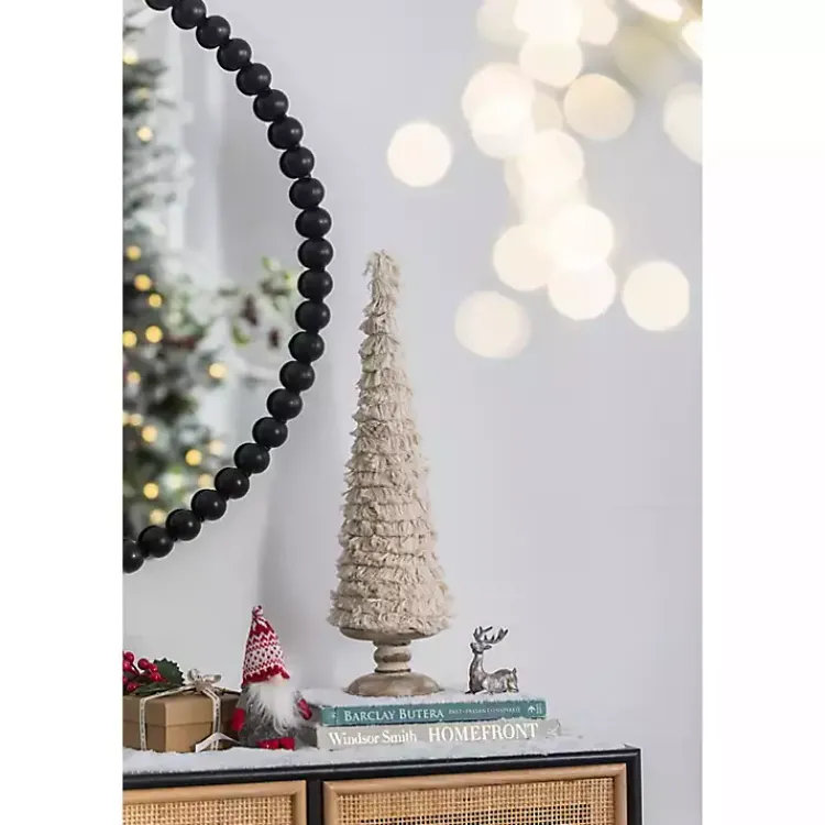 Christmas Decorations>Kirklands Home Fringe Embellished Christmas Trees, Set of 2 Ivory