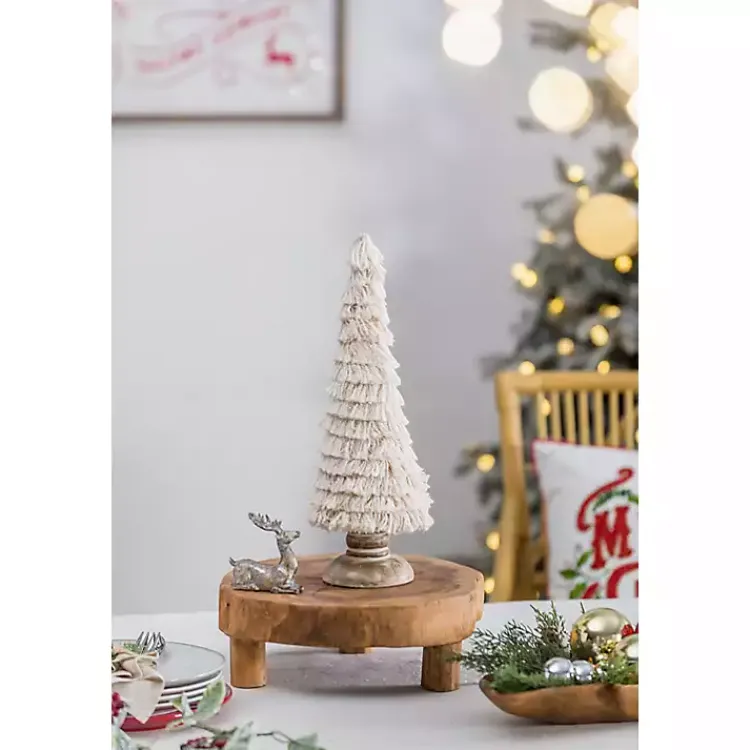 Christmas Decorations>Kirklands Home Fringe Embellished Christmas Trees, Set of 2 Ivory