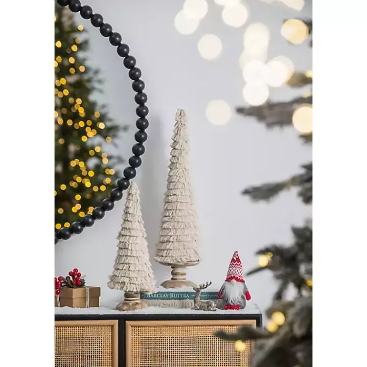 Christmas Decorations>Kirklands Home Fringe Embellished Christmas Trees, Set of 2 Ivory