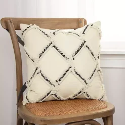 Pillows>Kirklands Home Fringe Stitched Lattice Throw Pillow