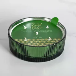 Candles>Kirklands Home Frosted Balsam Ribbed Dish Jar Candle Green