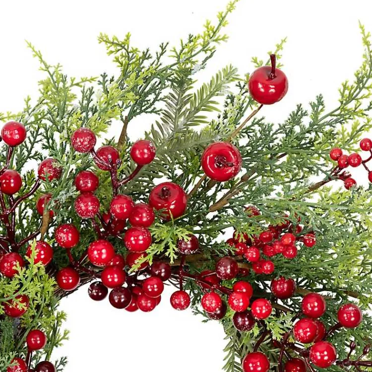 Christmas Wreaths>Kirklands Home Frosted Berry and Crabapple Cedar and Pine Wreath