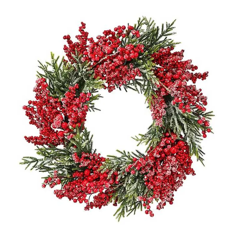 Christmas Wreaths>Kirklands Home Frosted Berry and Mini Spruce Christmas Wreath