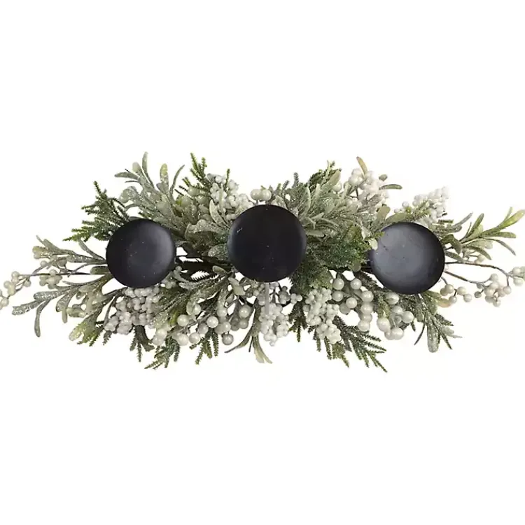 Arrangements & Greenery>Kirklands Home Frosted Berry Greenery Candle Centerpiece
