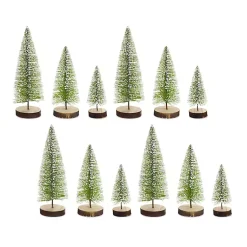 Christmas Decorations>Kirklands Home Frosted Bottle Brush Mini Trees, Set of 12