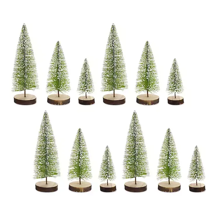 Christmas Decorations>Kirklands Home Frosted Bottle Brush Mini Trees, Set of 12