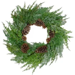 Christmas Wreaths>Kirklands Home Frosted Cedar Pinecone Wreath Green
