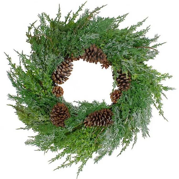 Christmas Wreaths>Kirklands Home Frosted Cedar Pinecone Wreath Green