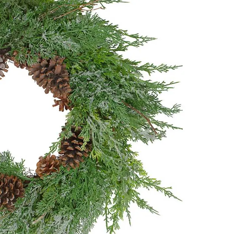 Christmas Wreaths>Kirklands Home Frosted Cedar Pinecone Wreath Green