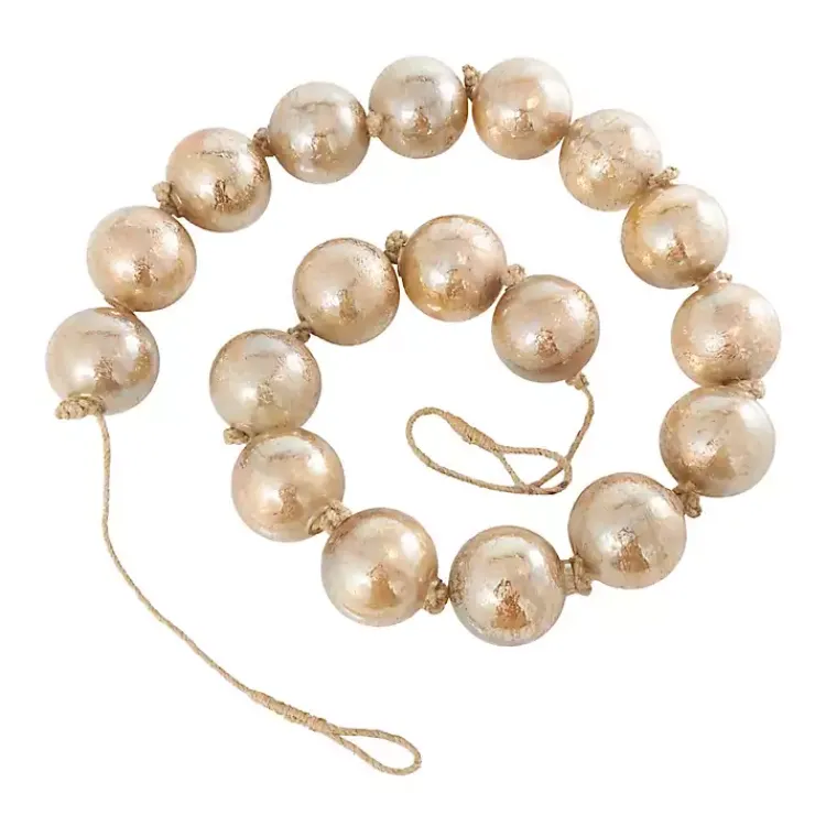 Decorative Accents>Kirklands Home Frosted Champagne Glass Orb Garland Brown