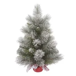 Christmas Arrangements & Garland>Kirklands Home Frosted Christmas Tree Arrangement in Red Bag