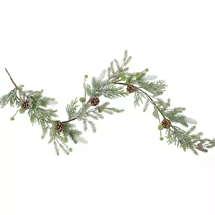 Christmas Arrangements & Garland>Kirklands Home Frosted Evergreen and Pinecone Forest Garland