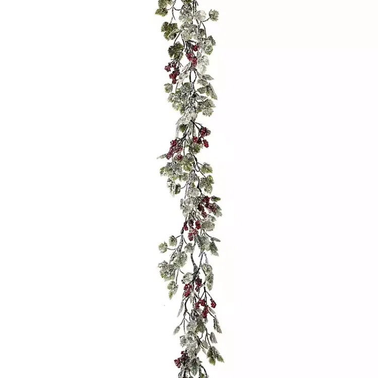 Arrangements & Greenery>Kirklands Home Frosted Grape Leaf and Berry Christmas Garland