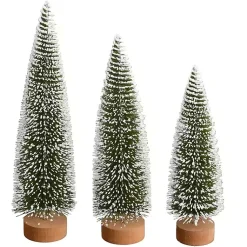 Christmas Decorations>Kirklands Home Frosted Green Bottle Brush Trees, Set of 3