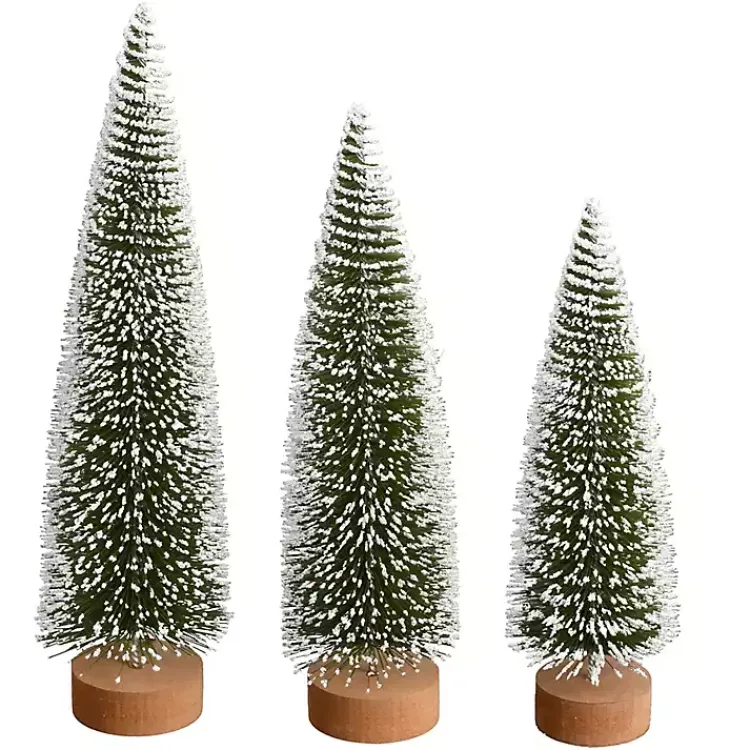 Christmas Decorations>Kirklands Home Frosted Green Bottle Brush Trees, Set of 3