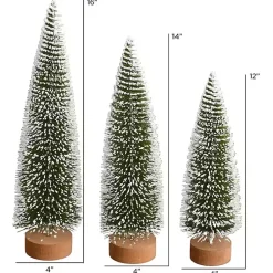 Christmas Decorations>Kirklands Home Frosted Green Bottle Brush Trees, Set of 3