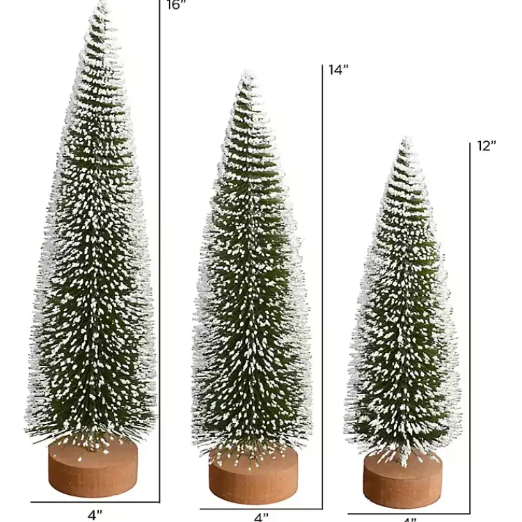 Christmas Decorations>Kirklands Home Frosted Green Bottle Brush Trees, Set of 3