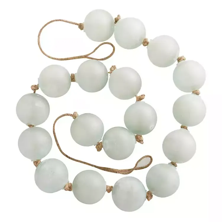Decorative Accents>Kirklands Home Frosted Light Teal Glass Bead Garland Blue