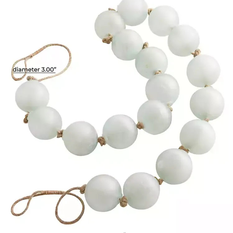 Decorative Accents>Kirklands Home Frosted Light Teal Glass Bead Garland Blue