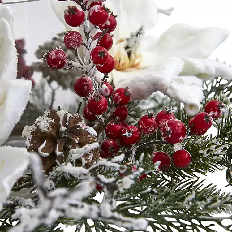 Arrangements & Greenery>Kirklands Home Frosted Magnolia Berry Candle Holder
