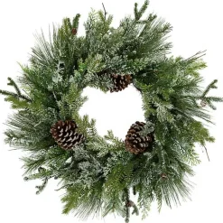 Christmas Wreaths>Kirklands Home Frosted Pine and Cedar Wreath Green