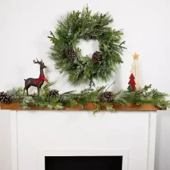 Christmas Wreaths>Kirklands Home Frosted Pine and Cedar Wreath Green