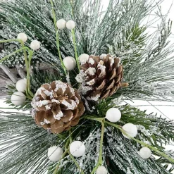 Christmas Wreaths>Kirklands Home Frosted Pine and Foliage Twig Wreath