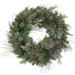 Wreaths>Kirklands Home Frosted Pine Needle and Pinecone Pre-Lit Wreath