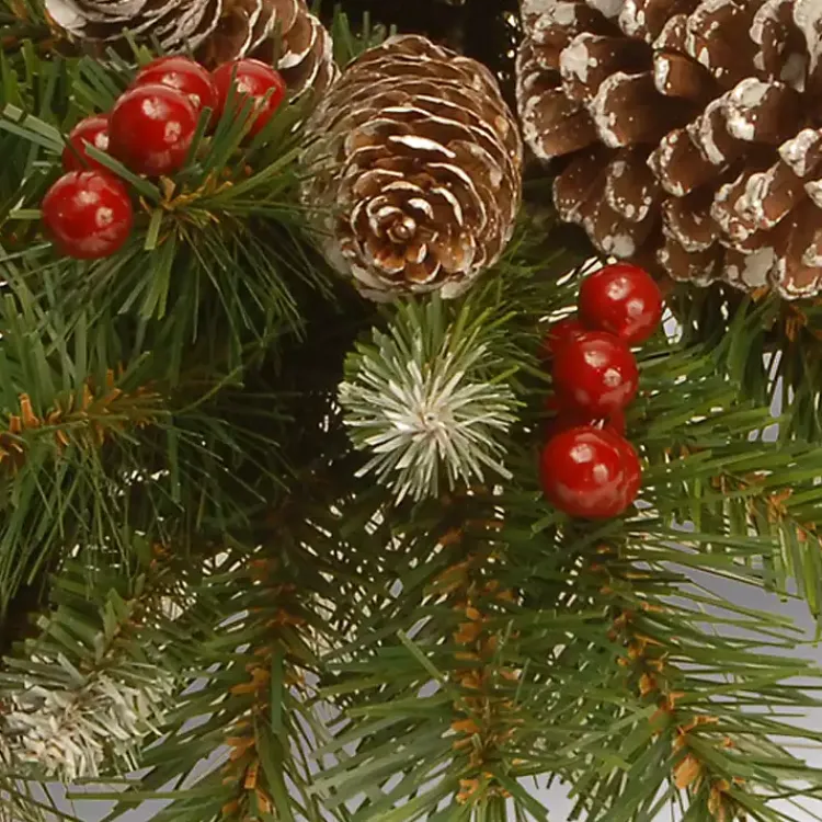Christmas Centerpieces>Kirklands Home Frosted Pinecone and Berry Candle Centerpiece Green