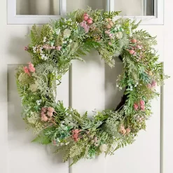 Wreaths>Kirklands Home Frosted Pink Greenery Wreath